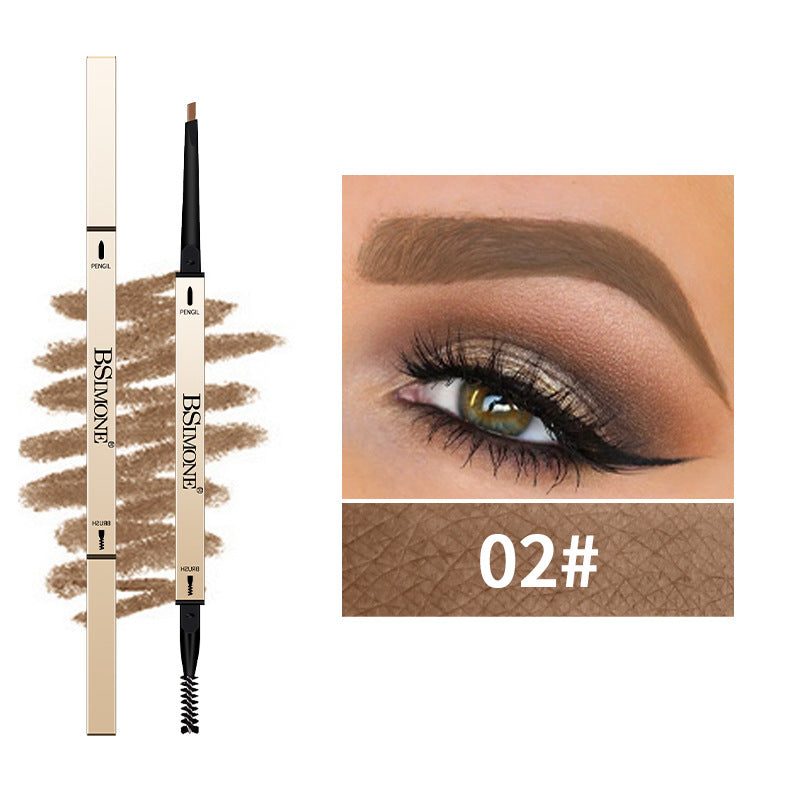 Natural Long-Lasting Waterproof Non-Fading Very Fine Three-Dimensional Not Easy To Smudge Double-Ended Small Gold Bar Eyebrow Pencil - Korvel