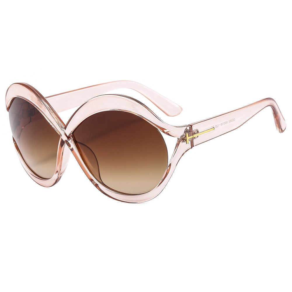 oversized round sunglasses for women leopard brown big frame sun glasses - Korvel
