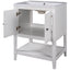 24" White Modern Sleek Bathroom Vanity Elegant Ceramic Sink with Solid Wood Frame Open Style Shelf - Korvel