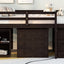 Low Study Full Loft Bed with Cabinet Shelves and Rolling Portable Desk Multiple Functions Bed- Espresso - Korvel