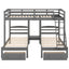 Gray Full over Twin Bunk Bed with Drawers