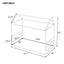 House Platform Bed with Roof and Chimney Design,White - Korvel