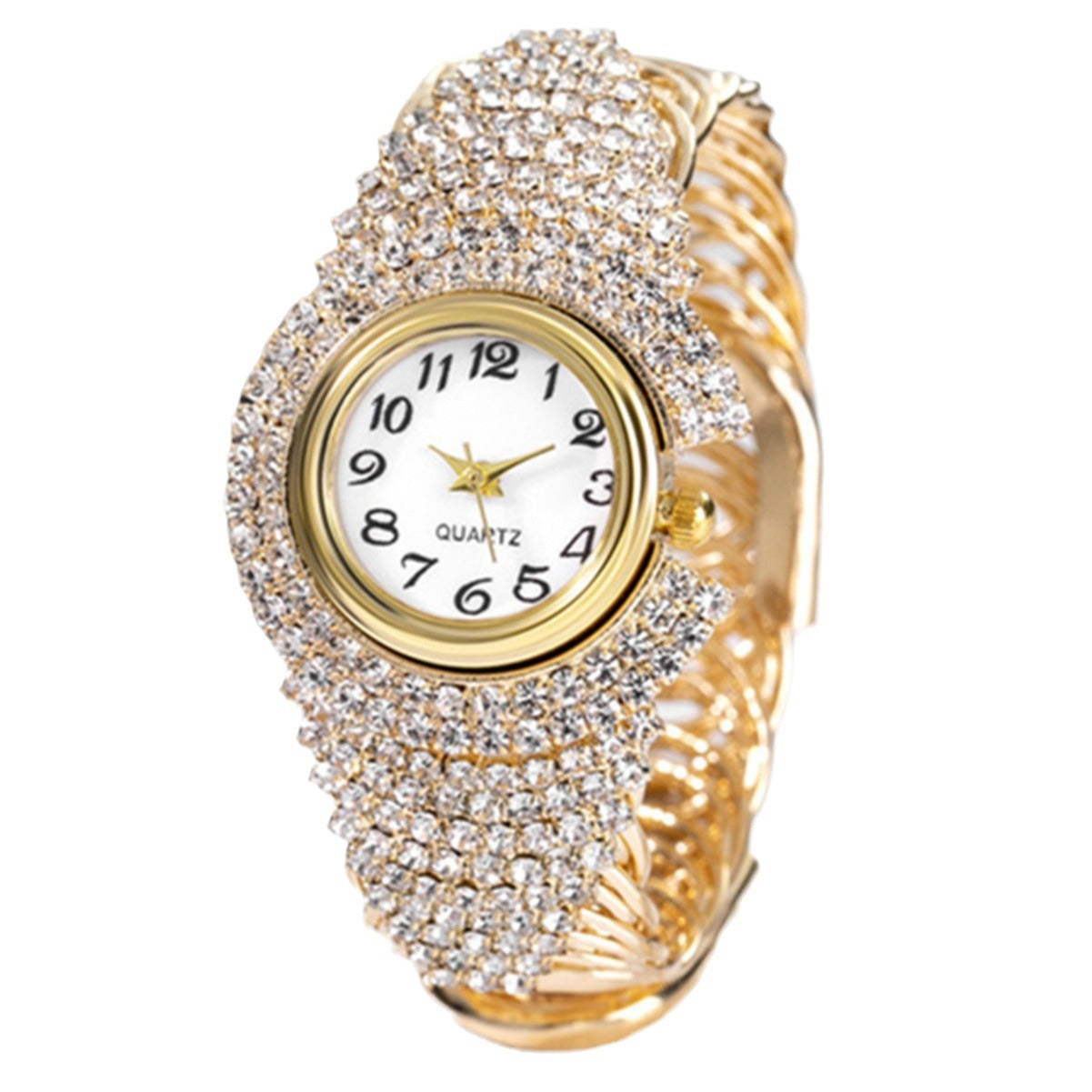 Fashion New Cross border Personality Trend Versatile Women's Diamond Bracelet Quartz Watch Necklace Ring Earring Set - Korvel