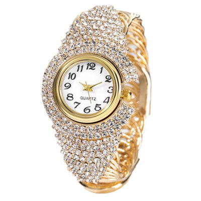 Fashion New Cross border Personality Trend Versatile Women's Diamond Bracelet Quartz Watch Necklace Ring Earring Set - Korvel