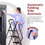 Four step ladder, lightweight folding four step stool, wide anti slip pedal and safety handle, sturdy steel ladder - Korvel
