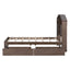 Twin Size Wood Platform Bed with House-shaped Storage Headboard and 2 Drawers Walnut - Korvel