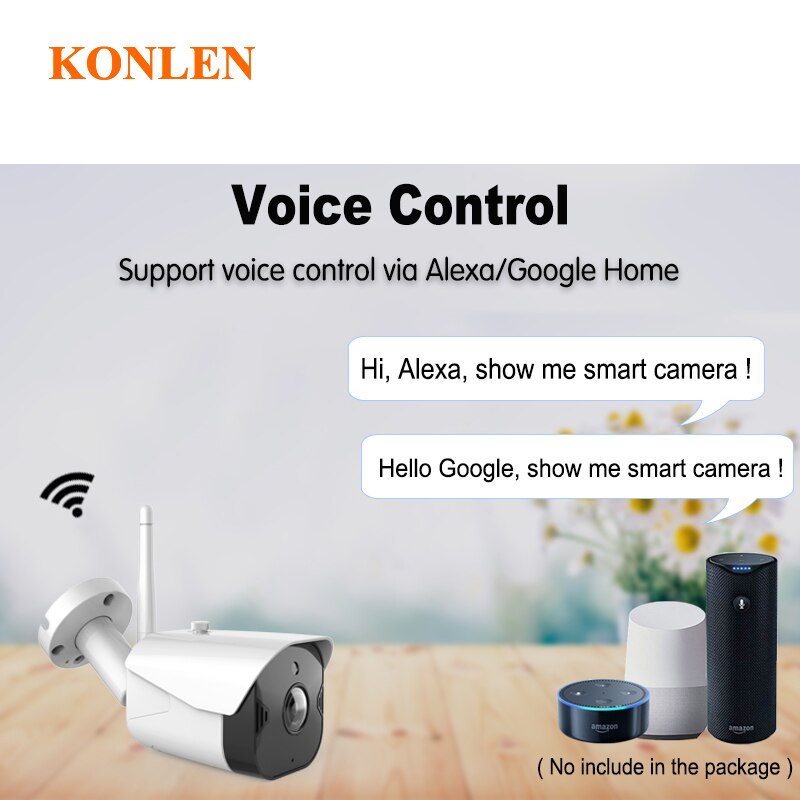 KONLEN Caméra de sécurité extérieure intelligente WiFi 1080P HD