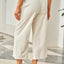 Drawstring Paperbag Waist Wide Leg Pants - Korvel