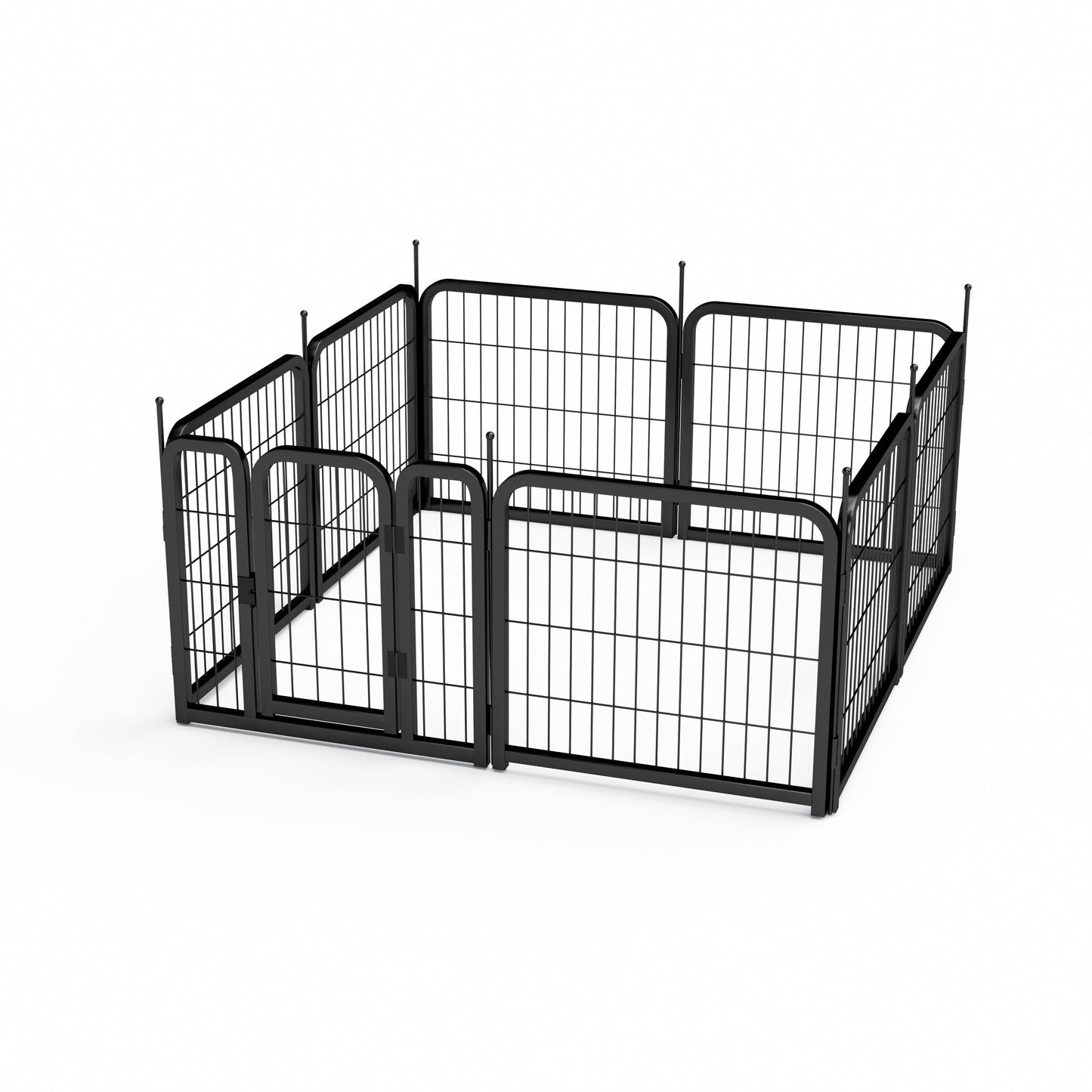 8-panel dog fence, 24 inch small dog pet fence, portable indoor pet game fence. Black, 22.2 inches wide x 23.6 inches high. - Korvel