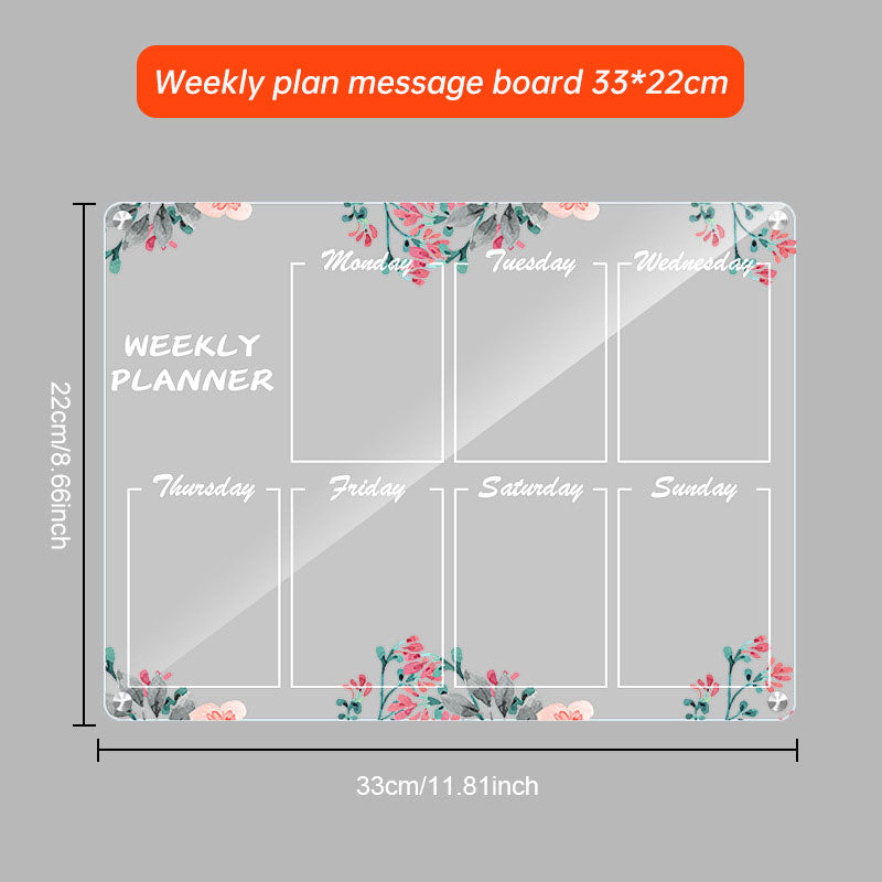 Acrylic message board magnetic refrigerator sticker household erasable calendar transparent note display board - Korvel