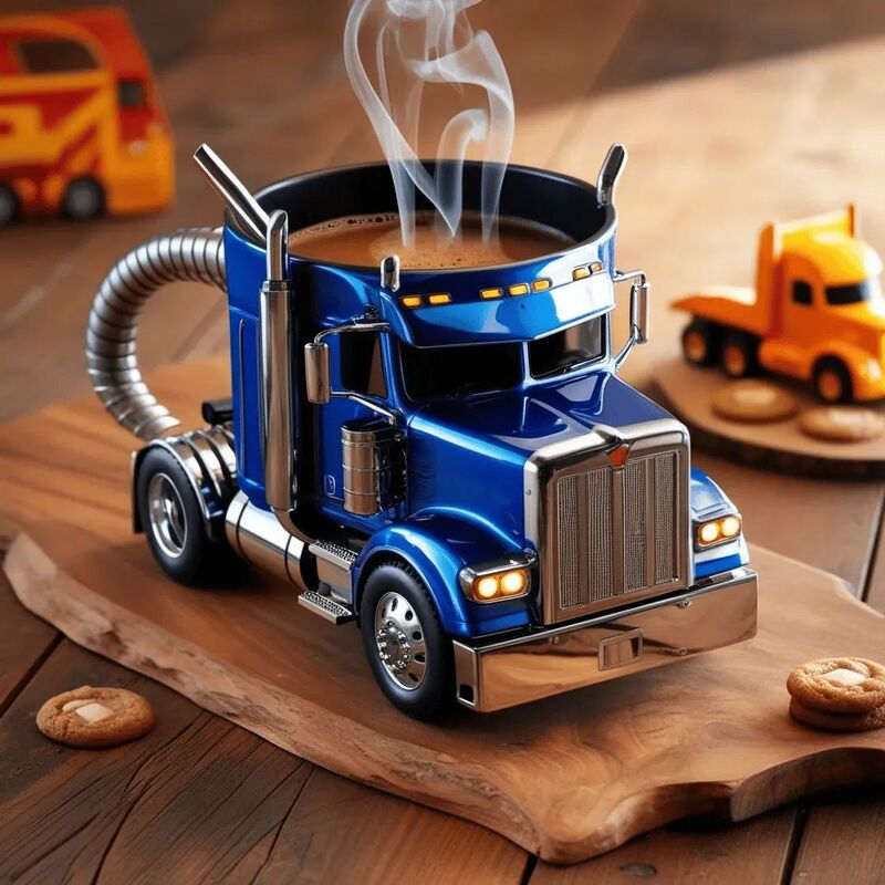 1PC Creative 11oz Truck-Design Coffee Mug. Ideal as a semi-truck coffee cup or home kitchen desktop ornament. - Korvel