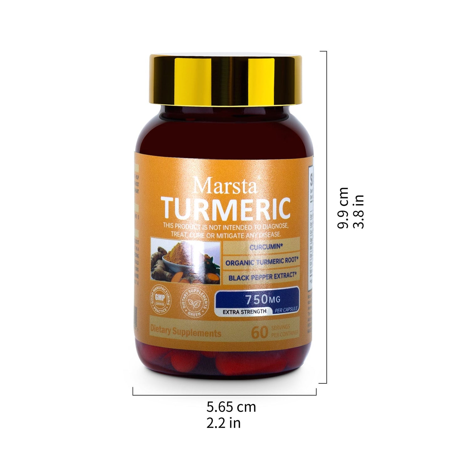 Premium Curcumin Extract Capsules - 60 Count