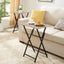 2-piece folding TV tray table without assembly, portable sofa side table, brown and black - Korvel