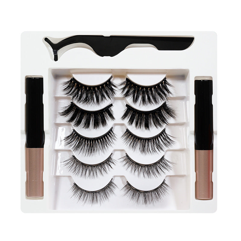 Magnetic False Eyelashes with Liquid Eyeliner - 5 Pairs