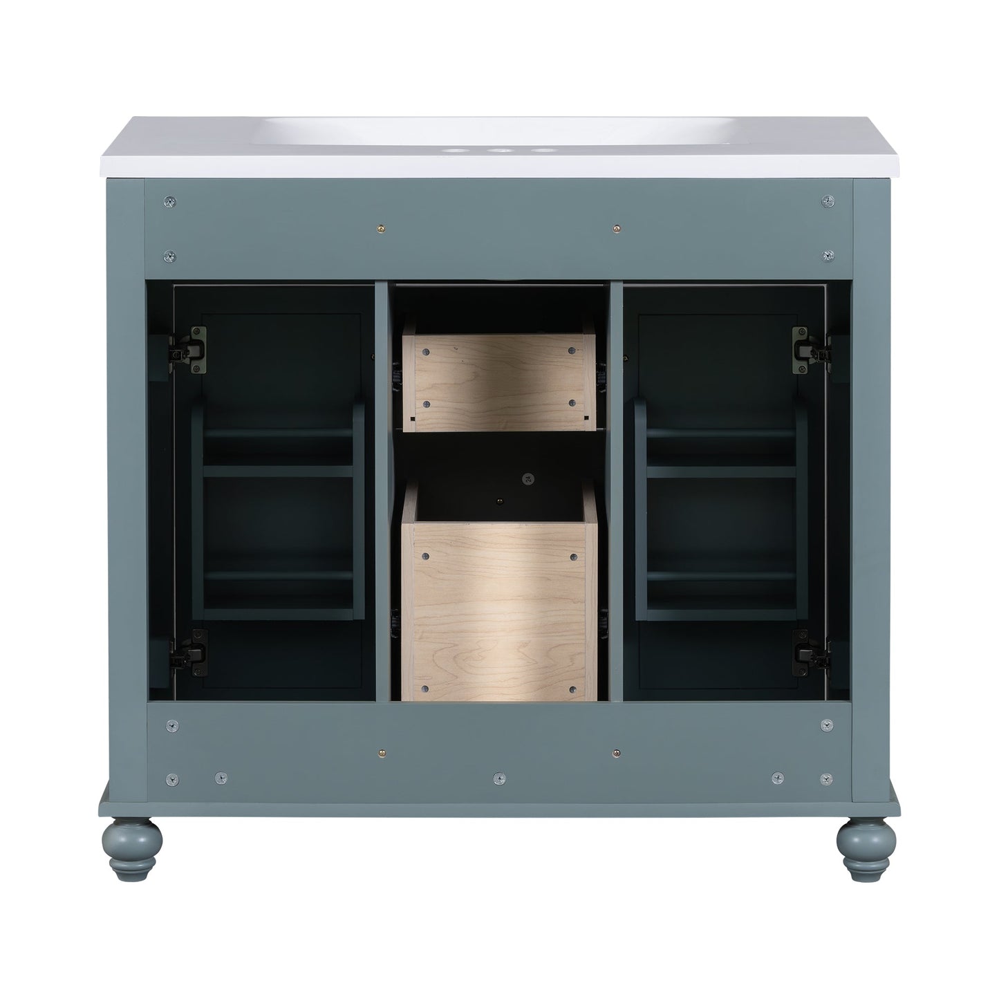 36 "bathroom makeup cabinet with resin sink combination and 2 drawers, with soft closing door, blue color - Korvel