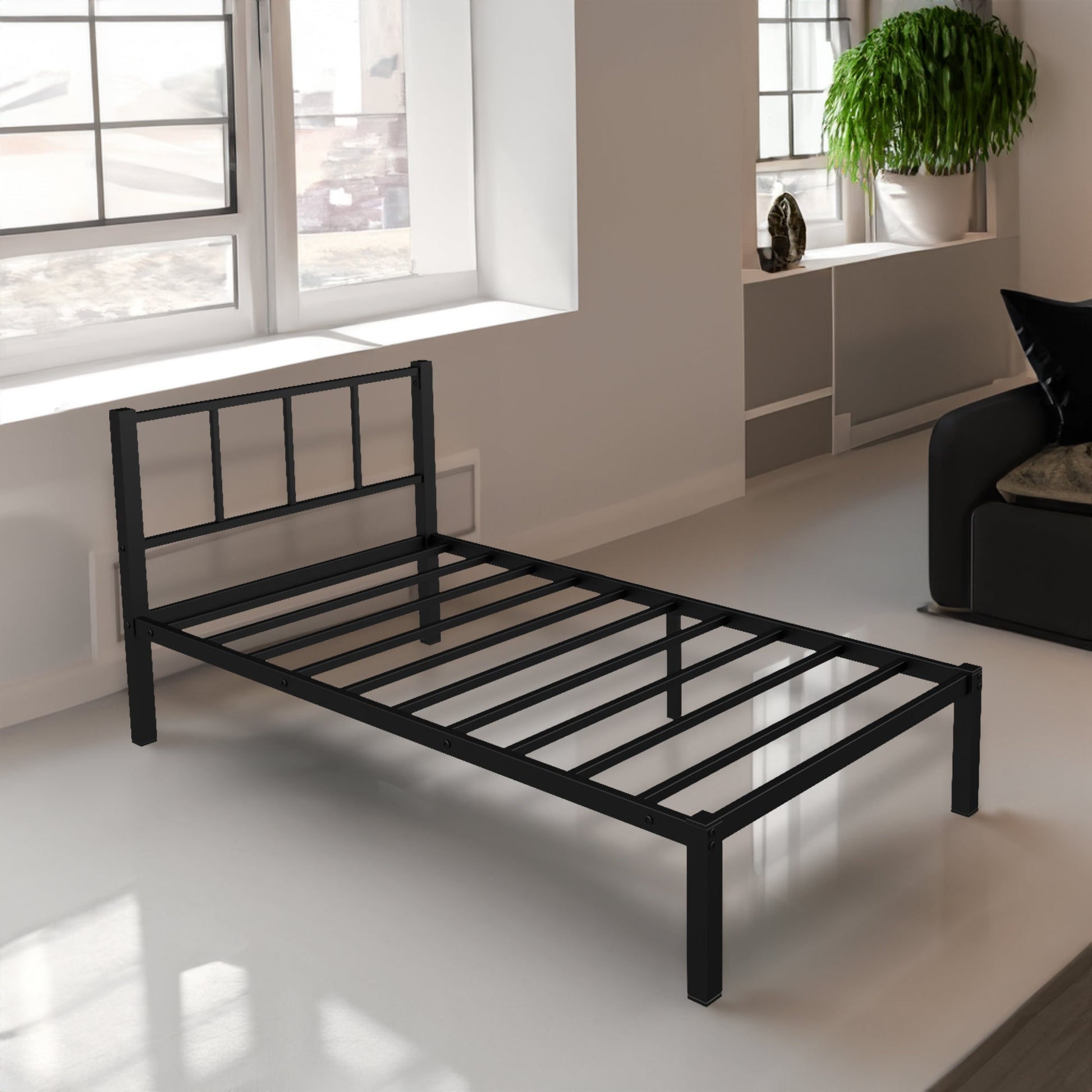 Twin over Twin & Twin Bunk Beds for 3, Twin XL over Twin & Twin Bunk Bed Metal Triple Bunk Bed, Black - Korvel