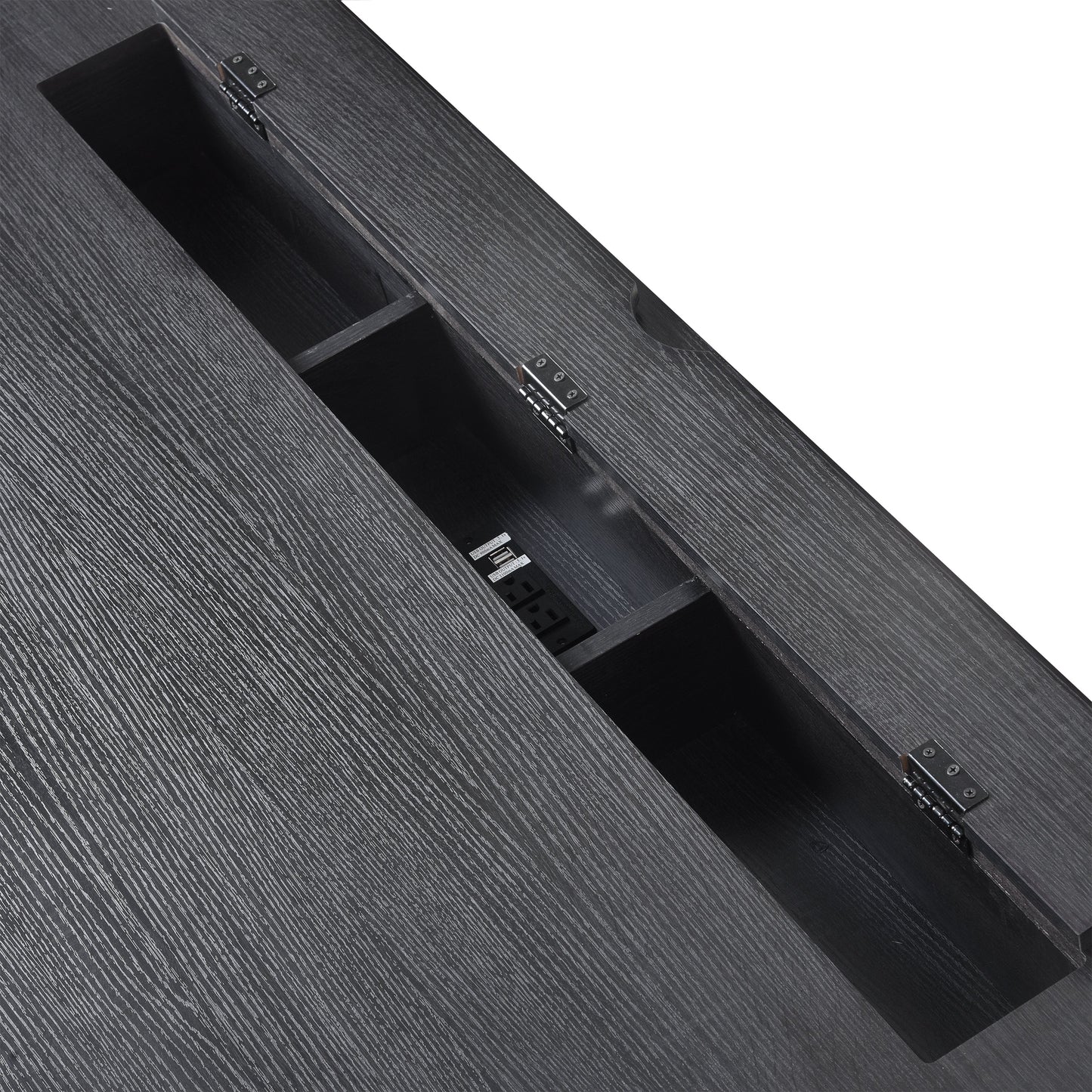 70 inch classic and traditional executive desk with metal trim, writing desk with 2 file drawers, USB ports, and sockets, black - Korvel