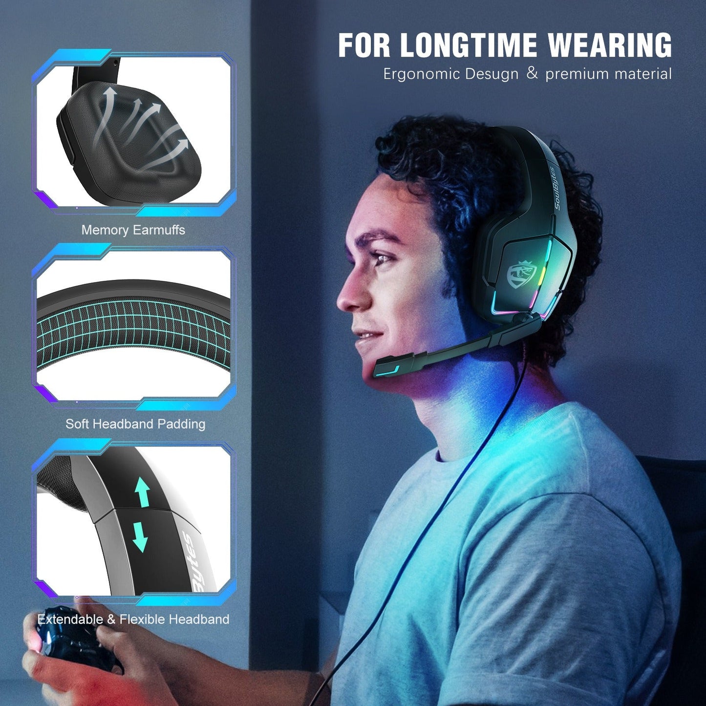 S12 Wired RGB Gaming Headset for PS4