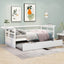 win Size Daybed with Trundle and Foldable Shelves on Both Sides White - Korvel