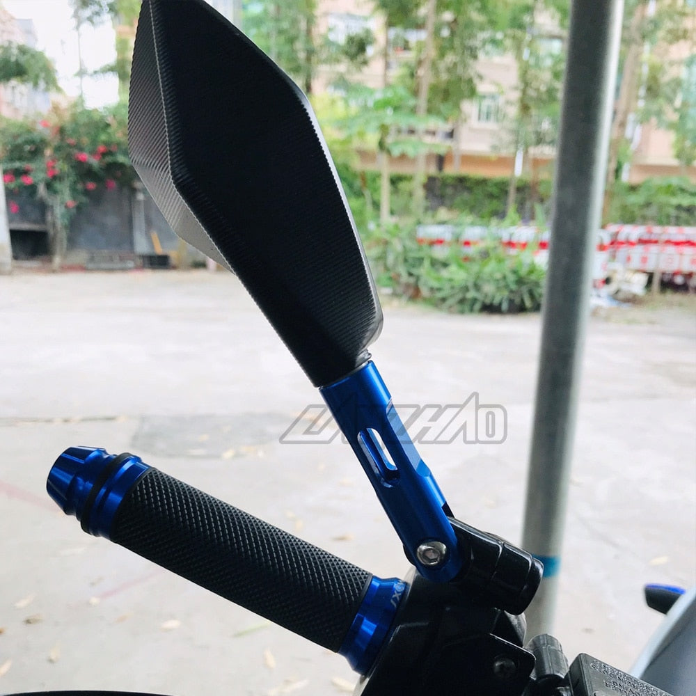 Universal CNC Aluminum Motorcycle Handlebar Rear View Mirrors Blue Anti-glare Mirror for Honda Yamaha Suzuki Scooter ktm - Korvel