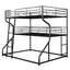Full XL over Twin XL over Queen Size Triple Bunk Bed with Long and Short Ladder,Black - Korvel