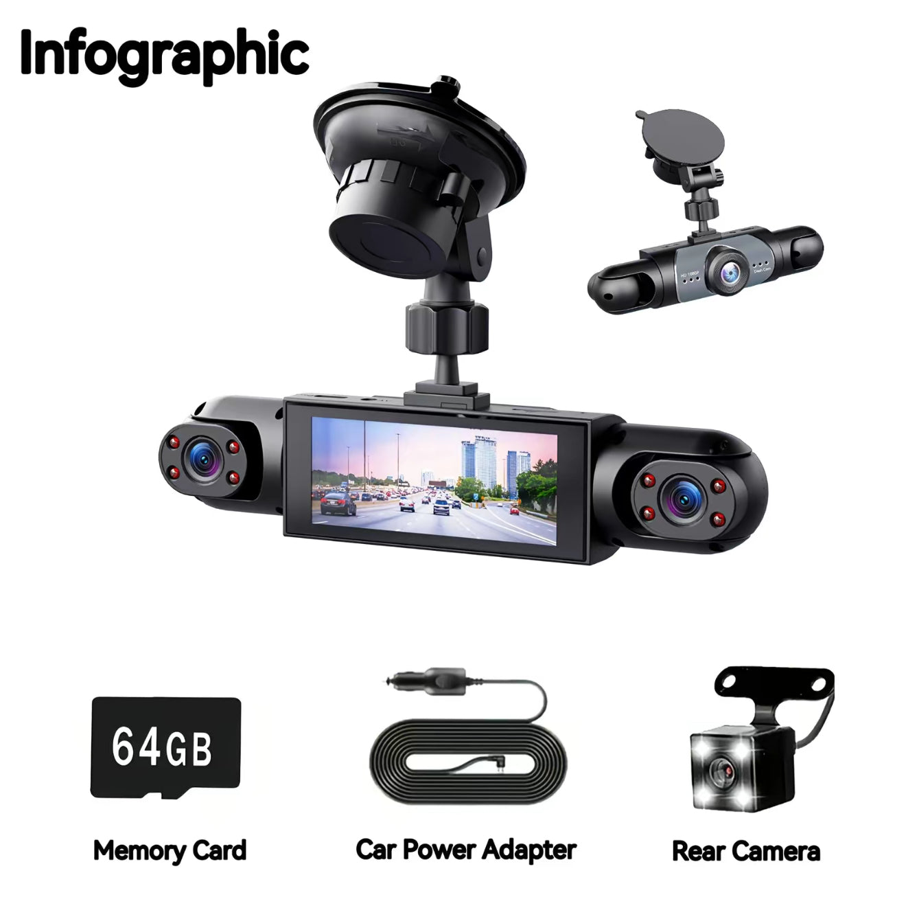 FullScope 4-Way Dash Cam for Comprehensive Vehicle Monitoring