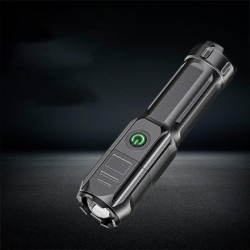 New Telescopic Zoom Glare Flashlight USB Charging Compact Portable Spotlight Long-Range Floodlight Outdoor Lighting - Korvel