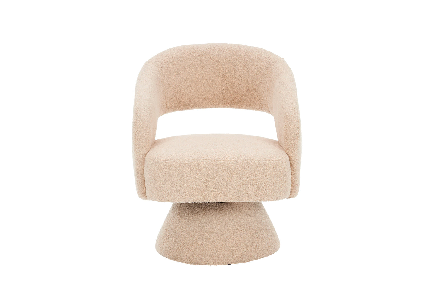 Fauteuil pivotant en tissu teddy nude