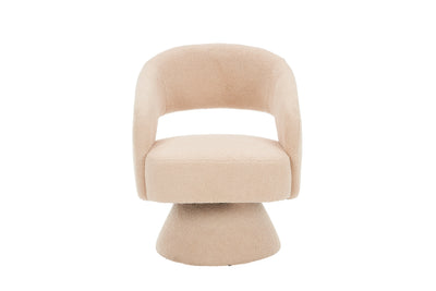 Swivel Accent Chair in Nude Teddy Fabric
