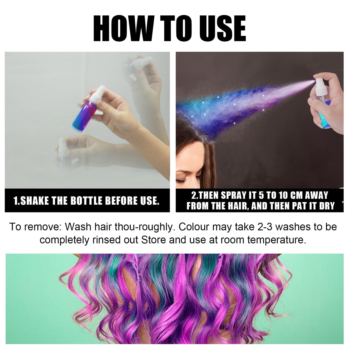 Party Temporary Hair Dye, Disposable Party Glitter Hair Color Fast And Easy Color Without Damaging Hair - Korvel