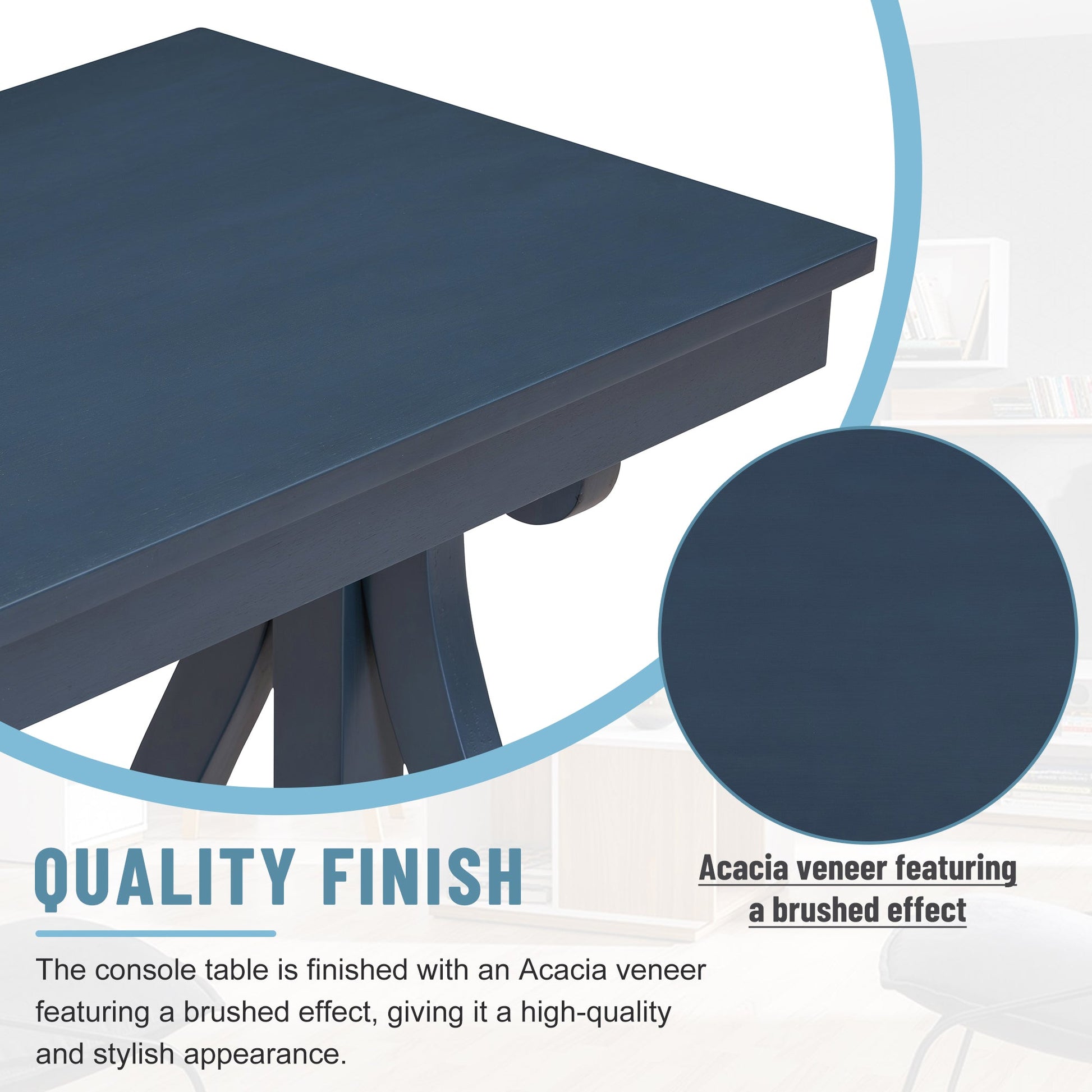 48-Inch Rustic Vintage Console Table --- Farmhouse Style Entryway Table with Open Shelf and Sturdy Construction (Navy) - Korvel