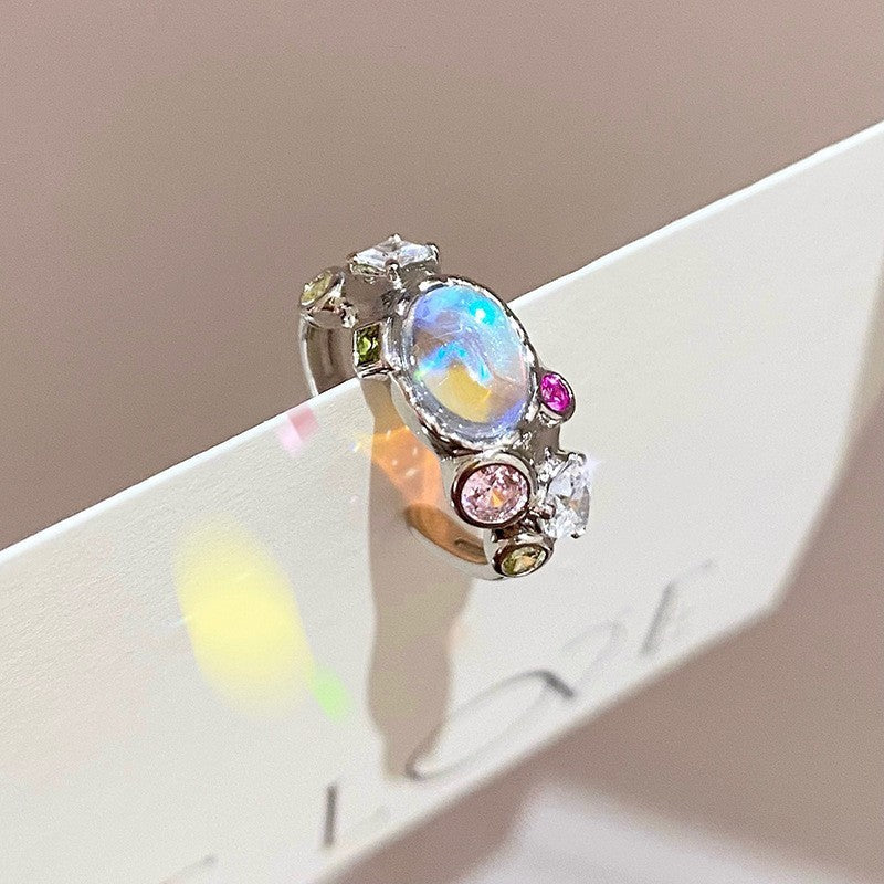 Anillo de Diamante de Circonita de Color Dopamina Love para Mujeres