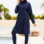 Cap, Long Sleeve Hooded Top and Pants Swim Set - Korvel
