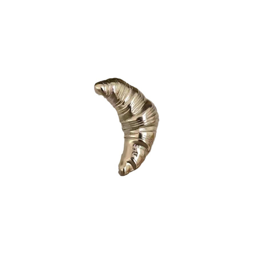 Croissant corsage brooch high-end female design niche silver croissant internet celebrity couple badge - Korvel