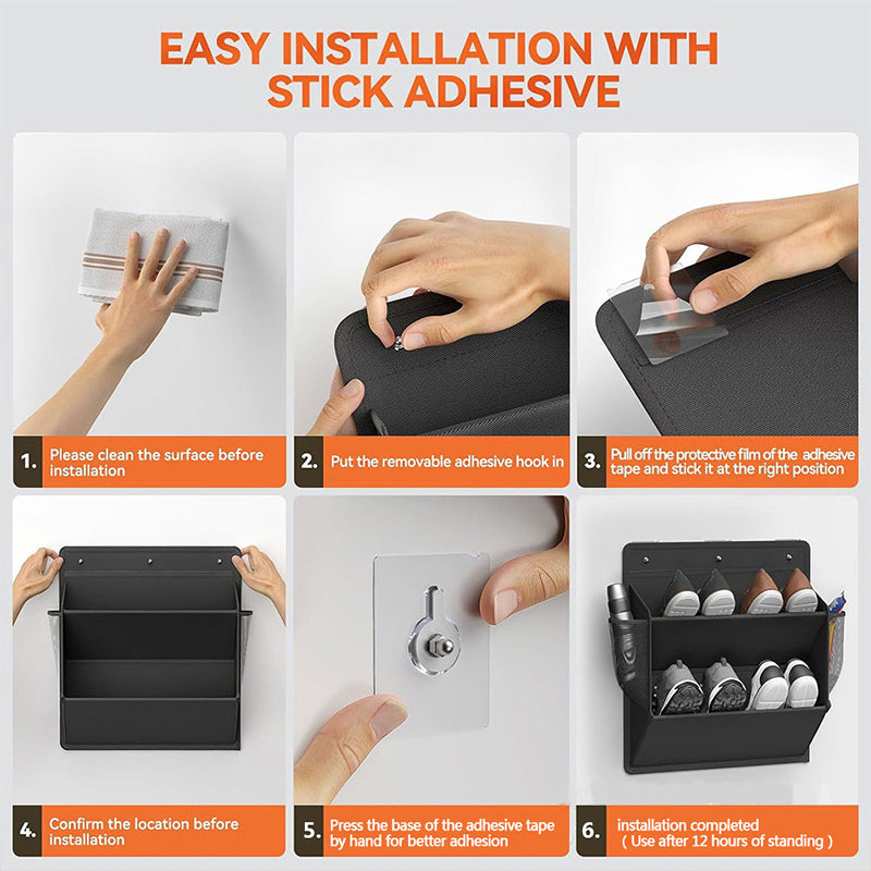 Adhesive RV Shoe Storage Over-Door Rack with Deep Pockets