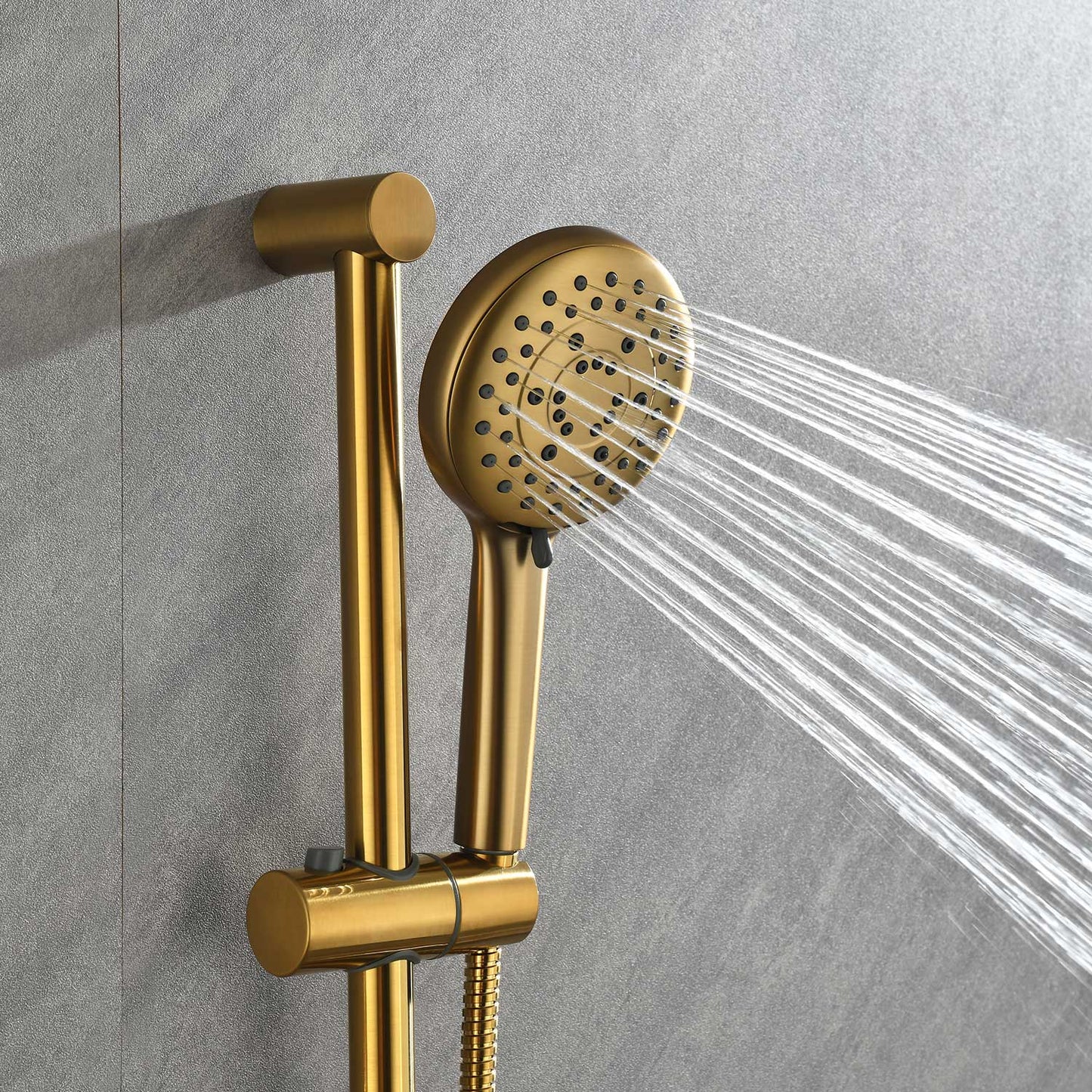 Shower System with Shower Head  Hand Shower Slide Bar Bodysprays, Shower Arm  Hose Valve Trim  and Lever Handles - Korvel