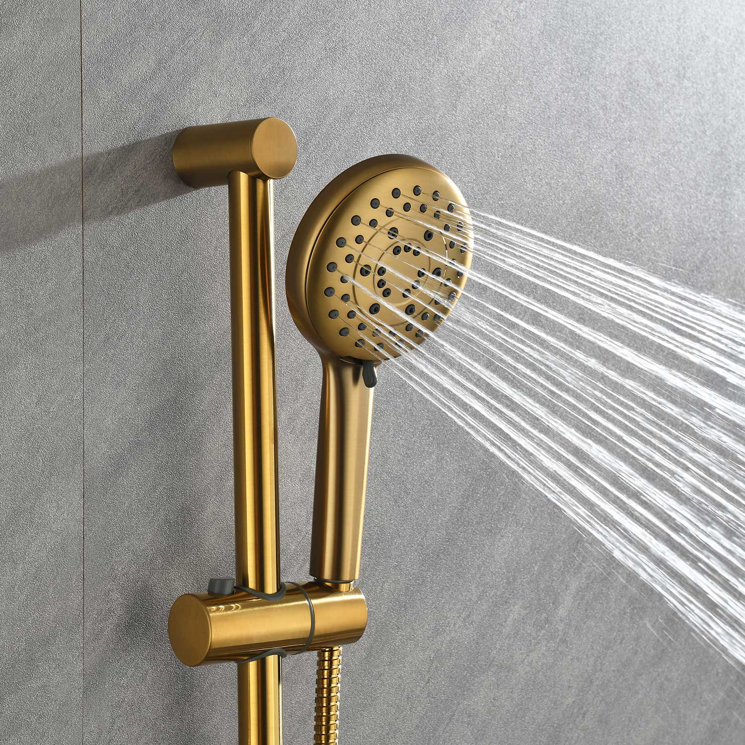 Shower System with Shower Head  Hand Shower Slide Bar Bodysprays, Shower Arm  Hose Valve Trim  and Lever Handles - Korvel