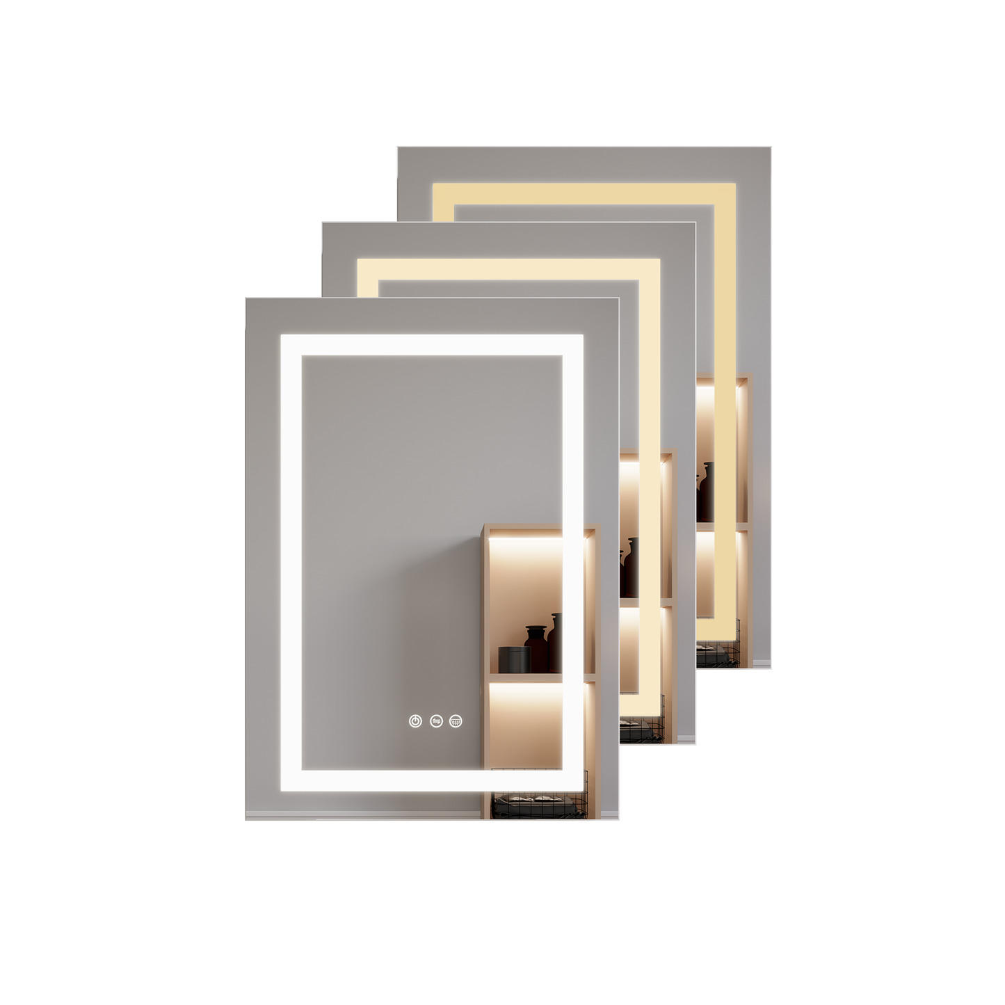 26x20 inch(Left Door) bathroom medicine cabinet with LED mirror 3000K~6000K single door lighting bathroom cabinet with touch switch adjusta - Korvel