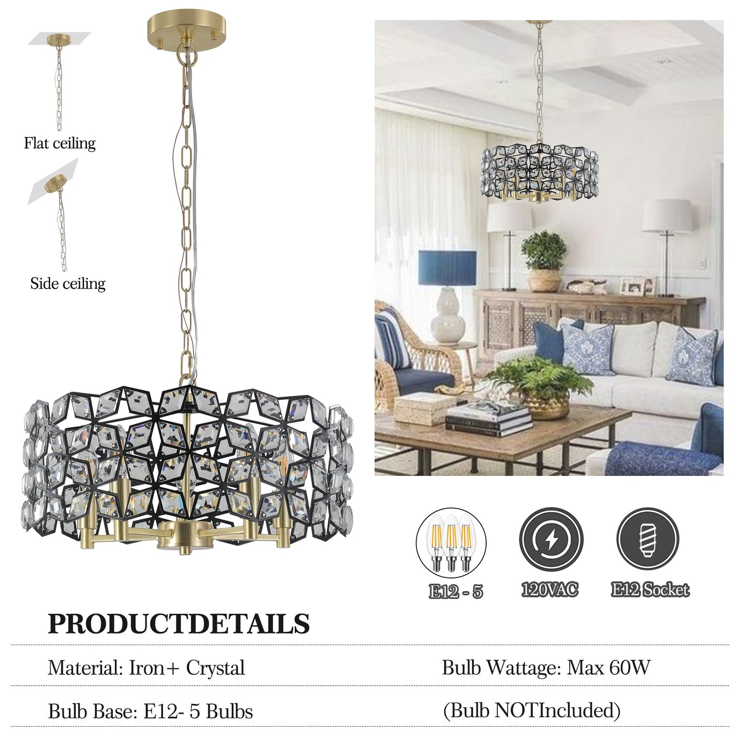 Modern Crystal Chandelier for Living-Room Round Cristal Lamp Luxury Home Decor  Light Fixture - Korvel