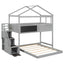 Twin over Full House Bunk Bed with Storage Staircase and Blackboard Gray - Korvel