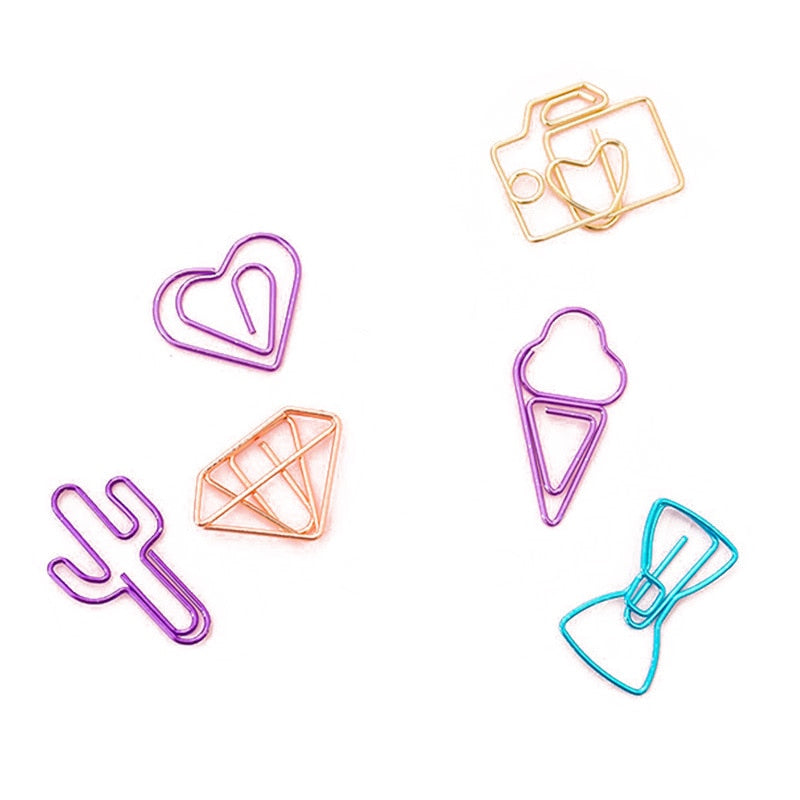 10 pcs/pack cute Cactus star Ice Cream Mini Paper Clips Kawaii Stationery Metal Clear Binder Clips Photos Tickets Notes Letter - Korvel