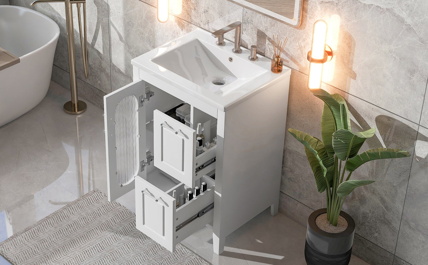 Elegant 24" Bathroom Vanity with Sink and Storage