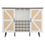 White Faux Rattan Barn Door Wine Cabinet with Wine Rack and Wine Glass Rack, Double Door Design with Removable Shelves - Korvel