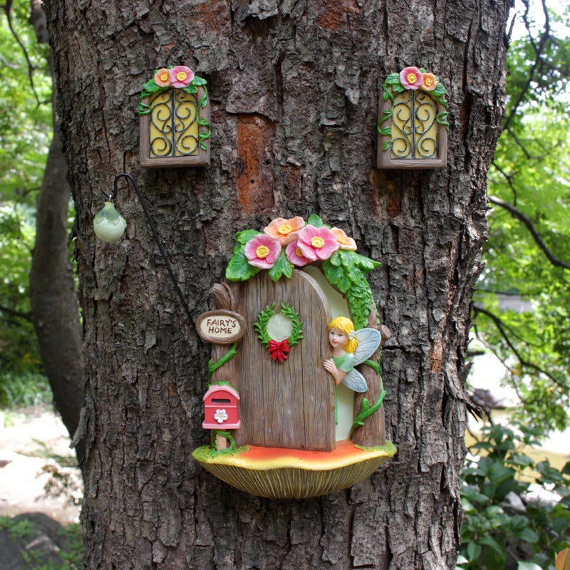 Elf House Garden Resin Night Light Doors and Windows Hangers - Korvel