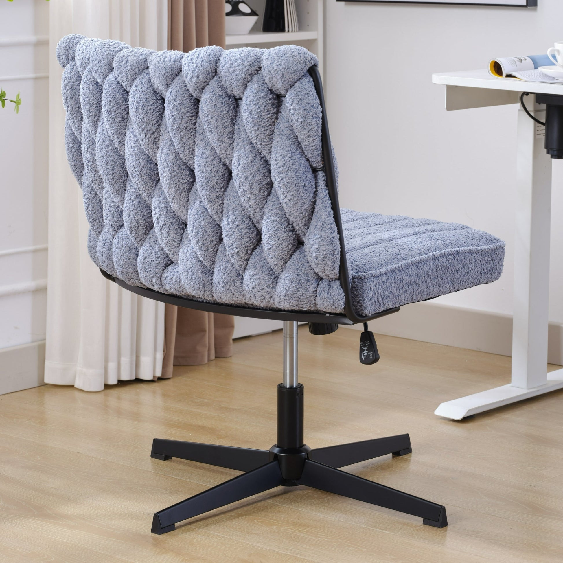 Armless Office Desk Chair No Wheels BLUE - Korvel