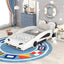 Twin Size Race Car Platform Bed with Wheels - White