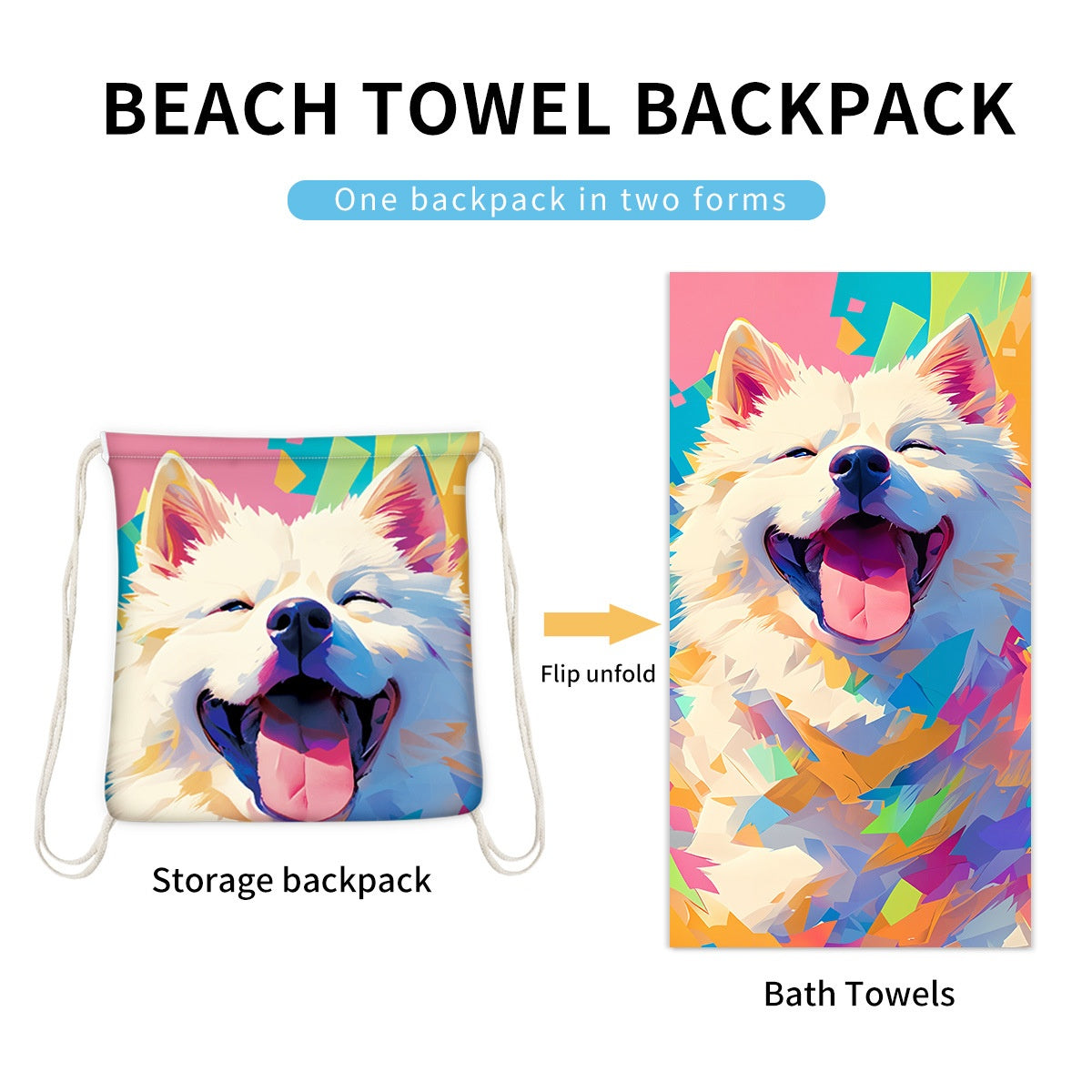 Two-in-One Foldable Beach Towel with Storage Bag