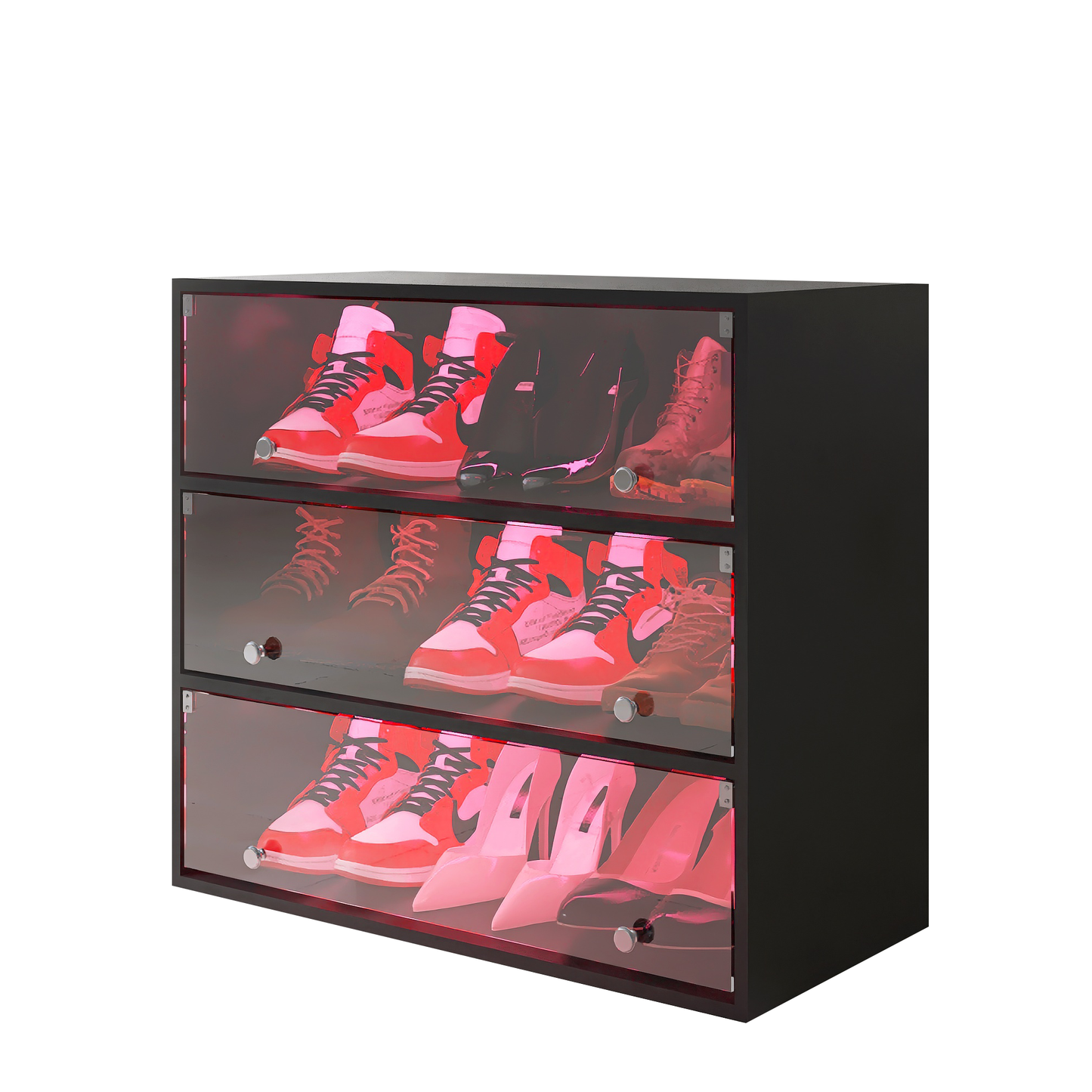 LED light shoe box three layers with glass doors - Korvel