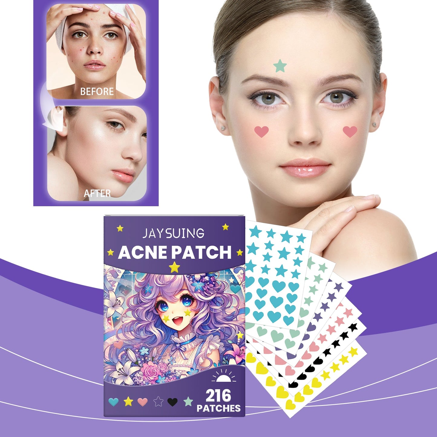 Color Acne Patch Covering Acne Print Face Patch For Comfort And Smoothness - Korvel