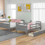 Twin over Full Bunk Bed with Ladder Two Storage Drawers  Safety Guardrail  Gray - Korvel